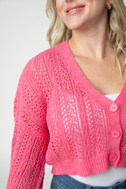 WAREHOUSE ONLY Callie Cropped Cardigan - Pink FINAL SALE