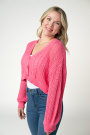 WAREHOUSE ONLY Callie Cropped Cardigan - Pink FINAL SALE