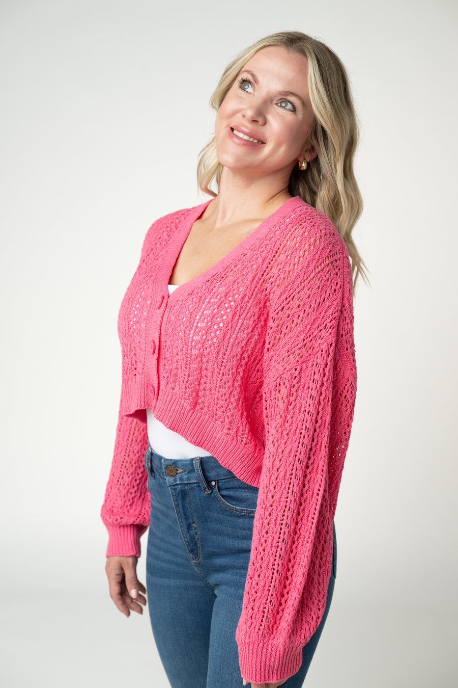 WAREHOUSE ONLY Callie Cropped Cardigan - Pink FINAL SALE