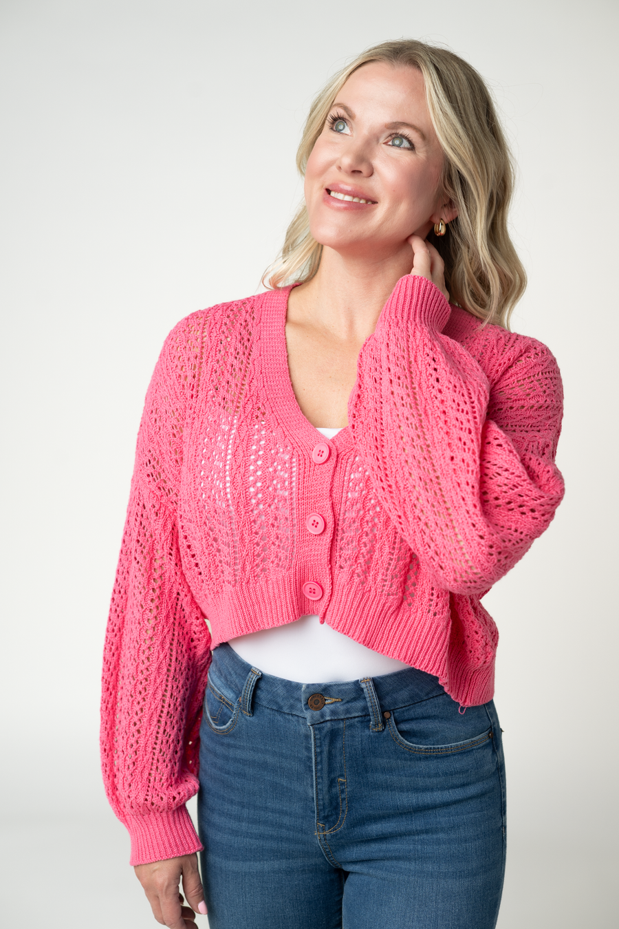 WAREHOUSE ONLY Callie Cropped Cardigan - Pink FINAL SALE