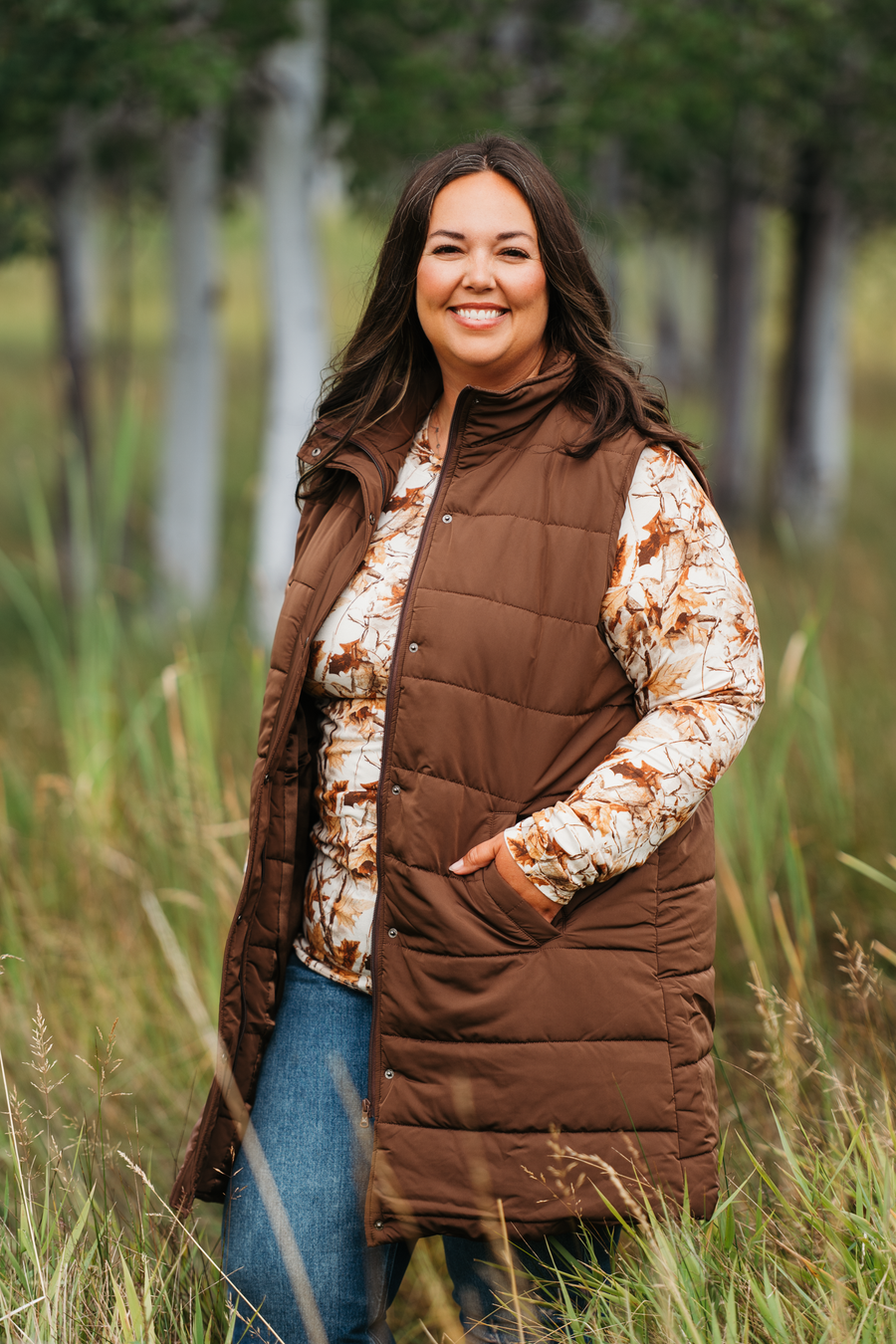 WAREHOUSE ONLY Harlow Long Vest - Brown