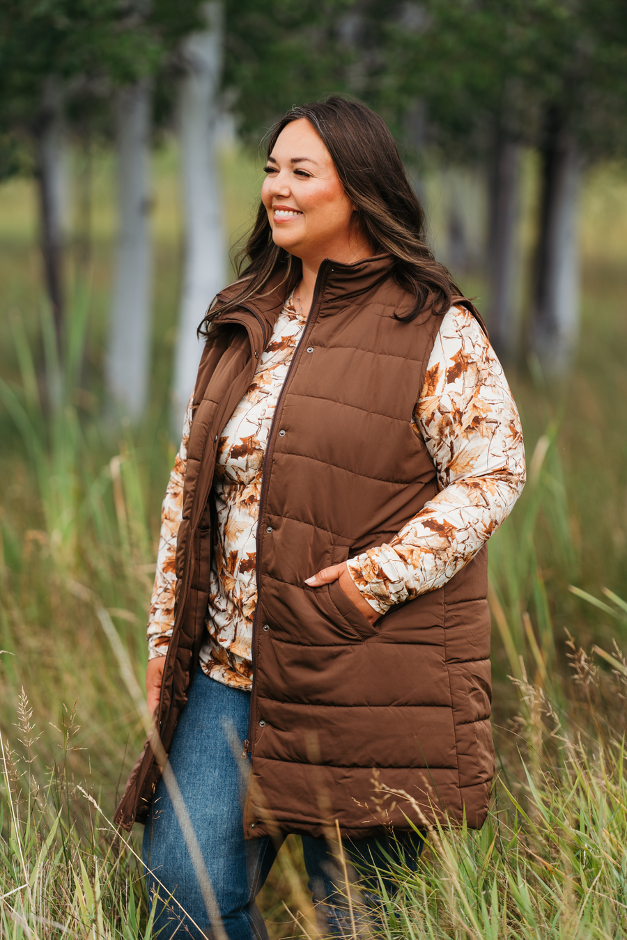 WAREHOUSE ONLY Harlow Long Vest - Brown