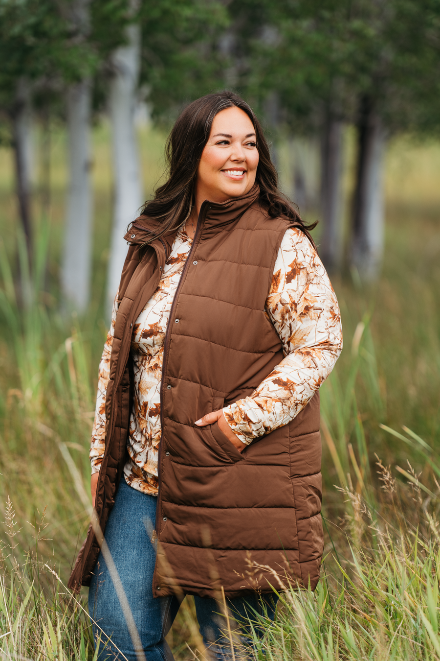 WAREHOUSE ONLY Harlow Long Vest - Brown