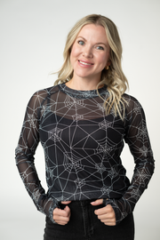 WAREHOUSE ONLY Blair Mesh Long Sleeve Top - Webs