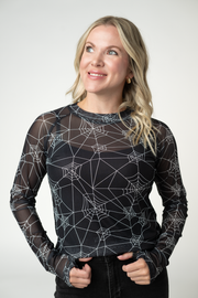 WAREHOUSE ONLY Blair Mesh Long Sleeve Top - Webs