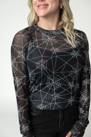 WAREHOUSE ONLY Blair Mesh Long Sleeve Top - Webs