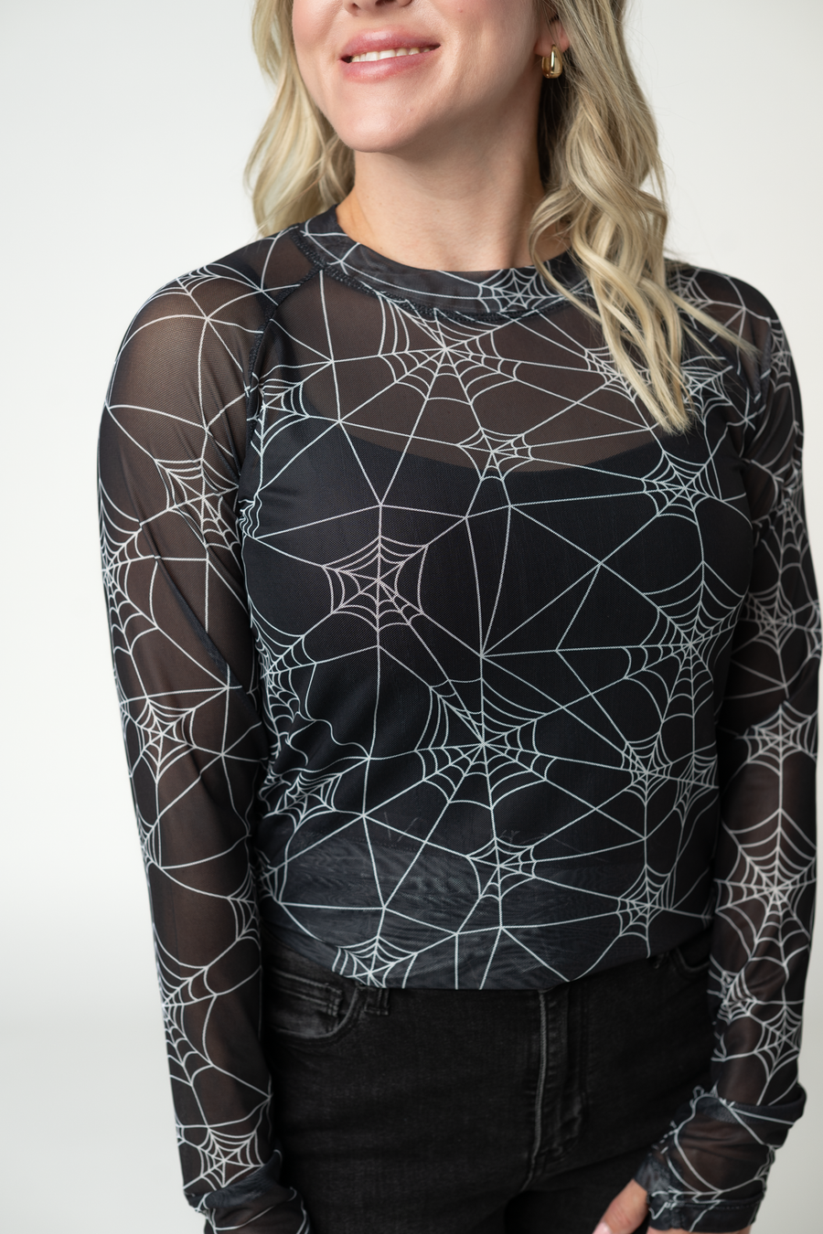 WAREHOUSE ONLY Blair Mesh Long Sleeve Top - Webs