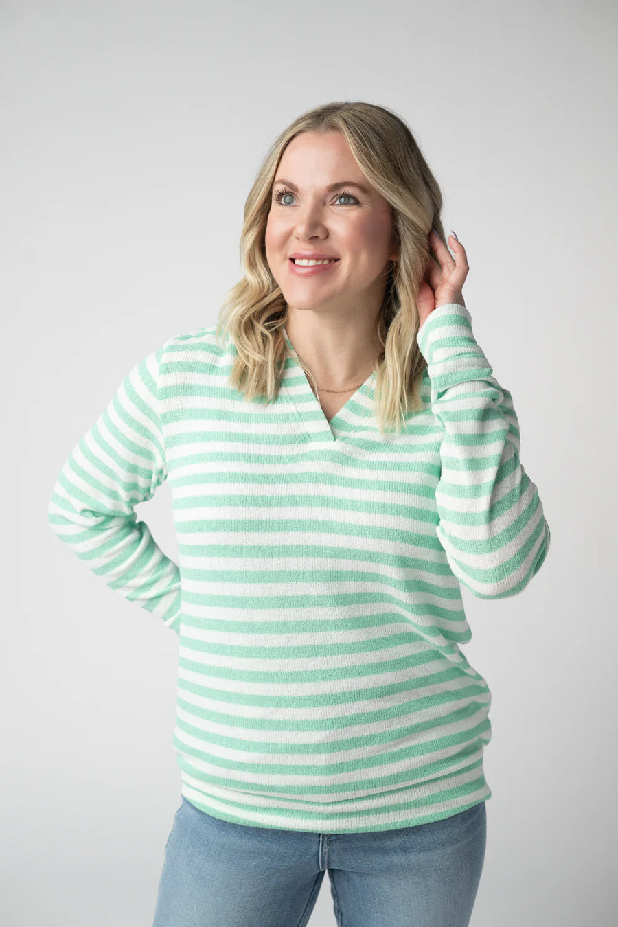 Amelia Striped Hoodie - Green