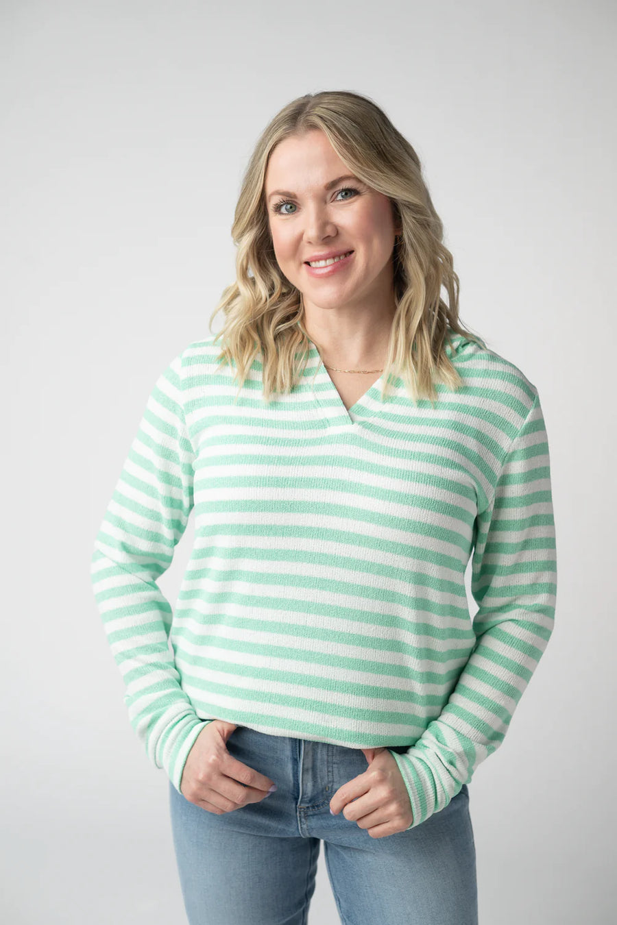 Amelia Striped Hoodie - Green