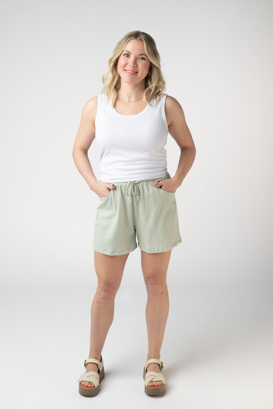WAREHOUSE ONLY Candice Crinkle Shorts - Light Green FINAL SALE