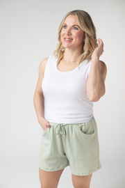 WAREHOUSE ONLY Candice Crinkle Shorts - Light Green FINAL SALE