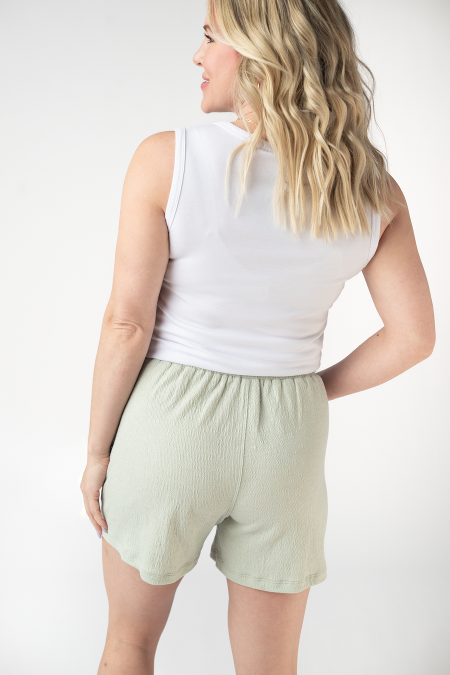 WAREHOUSE ONLY Candice Crinkle Shorts - Light Green FINAL SALE
