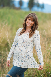 WAREHOUSE ONLY Long Sleeve Sarah Ruffle Top - Olive Meadow