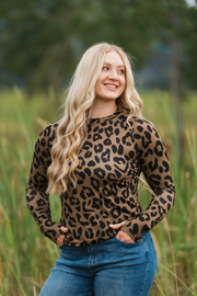 WAREHOUSE ONLY Blair Long Sleeve Top - Olive Animal Print