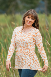 WAREHOUSE ONLY Long Sleeve Sarah Ruffle Top - Autumn Vines