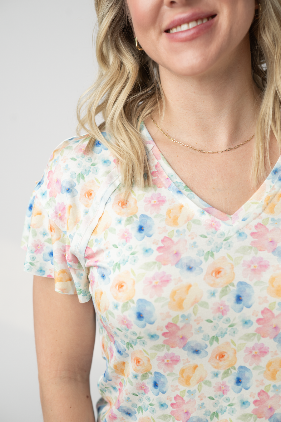 WAREHOUSE ONLY Raelynn V-Neck Top - Petal Gardens FINAL SALE