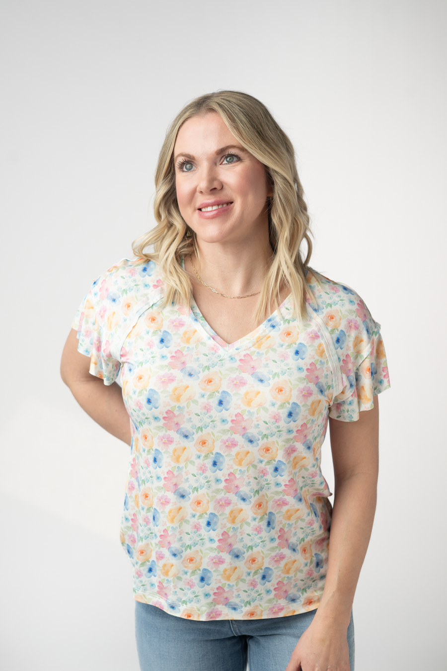 WAREHOUSE ONLY Raelynn V-Neck Top - Petal Gardens FINAL SALE