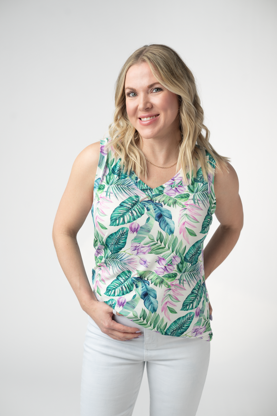 WAREHOUSE ONLY Noelle Tank - Tropical Leaf FINAL SALE