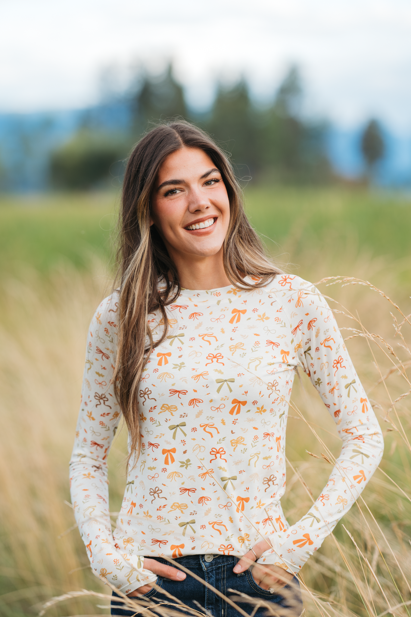 WAREHOUSE ONLY Blair Long Sleeve Top - Harvest Bows