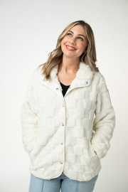 WAREHOUSE ONLY Checkered Snap Sherpa - Ivory