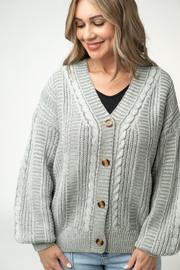 WAREHOUSE ONLY Cable Cardigan - Grey