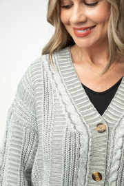 WAREHOUSE ONLY Cable Cardigan - Grey