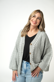 WAREHOUSE ONLY Cable Cardigan - Grey