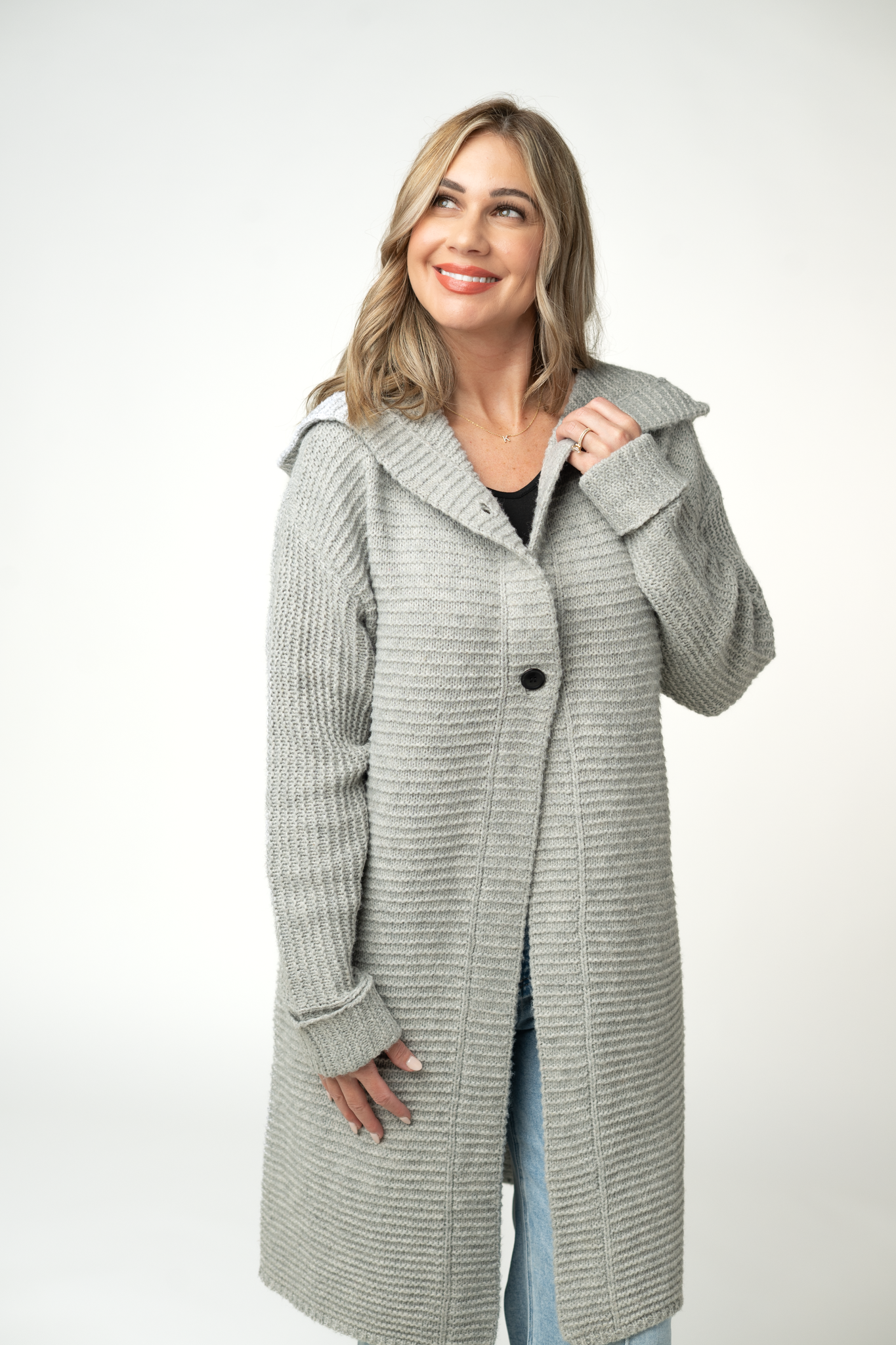 WAREHOUSE ONLY Lillian Long Hooded Cardigan - Grey
