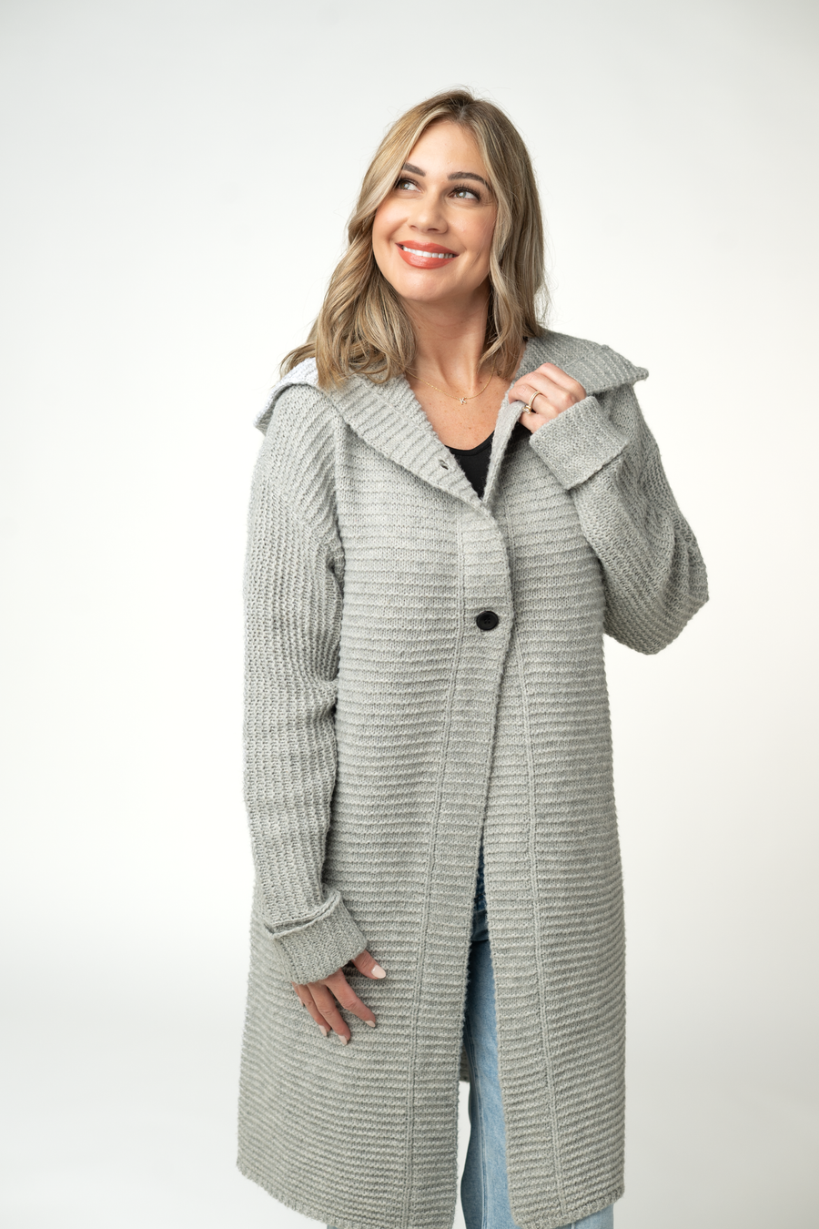 WAREHOUSE ONLY Lillian Long Hooded Cardigan - Grey