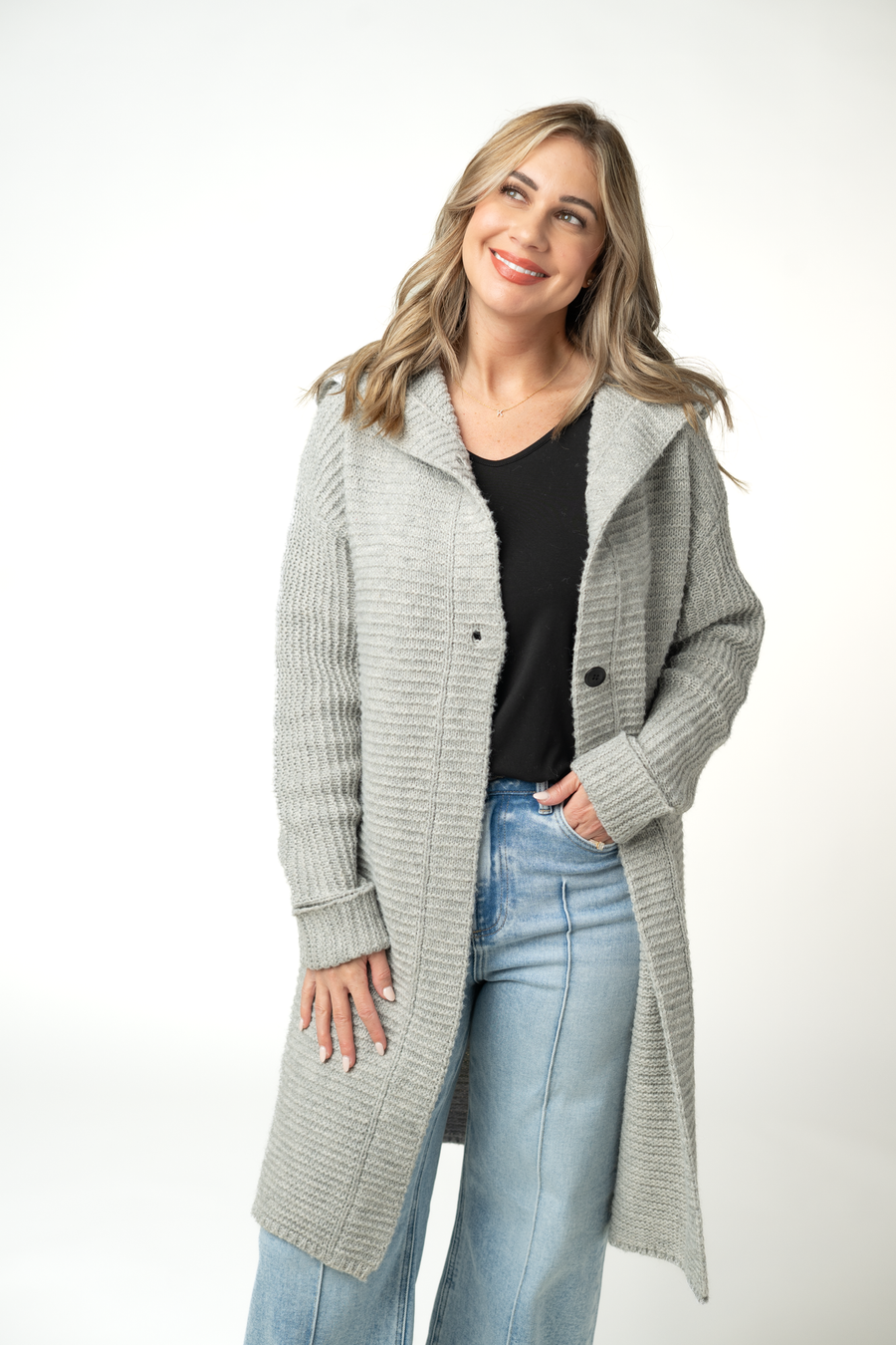 WAREHOUSE ONLY Lillian Long Hooded Cardigan - Grey