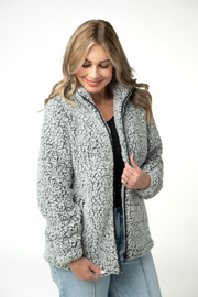 WAREHOUSE ONLY Two Tone Fullzip Sherpa - Charcoal and White