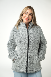 WAREHOUSE ONLY Two Tone Fullzip Sherpa - Charcoal and White