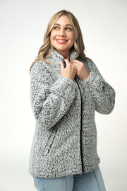 WAREHOUSE ONLY Two Tone Fullzip Sherpa - Charcoal and White