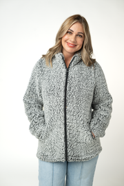 WAREHOUSE ONLY Two Tone Fullzip Sherpa - Charcoal and White