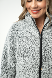 WAREHOUSE ONLY Two Tone Fullzip Sherpa - Charcoal and White
