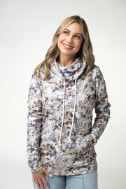 WAREHOUSE ONLY Soft Funnel Neck - Neutral Leaves