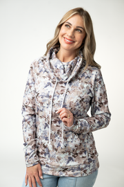 WAREHOUSE ONLY Soft Funnel Neck - Neutral Leaves