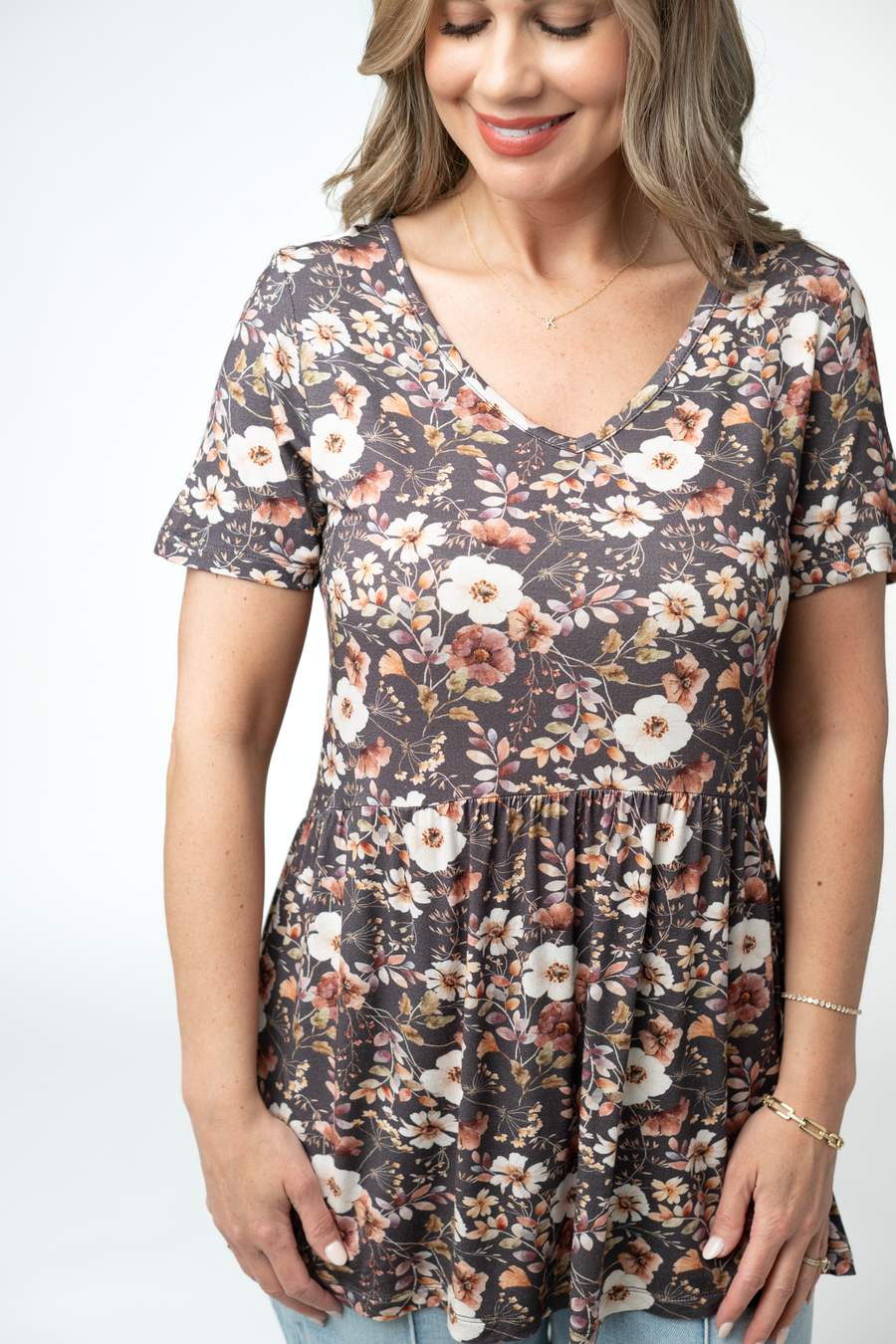 WAREHOUSE ONLY Sarah Ruffle Short Sleeve - Blushwood Floral