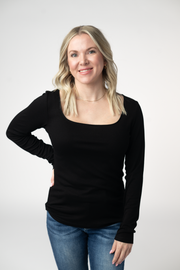 WAREHOUSE ONLY Alyssa Long Sleeve Top - Black