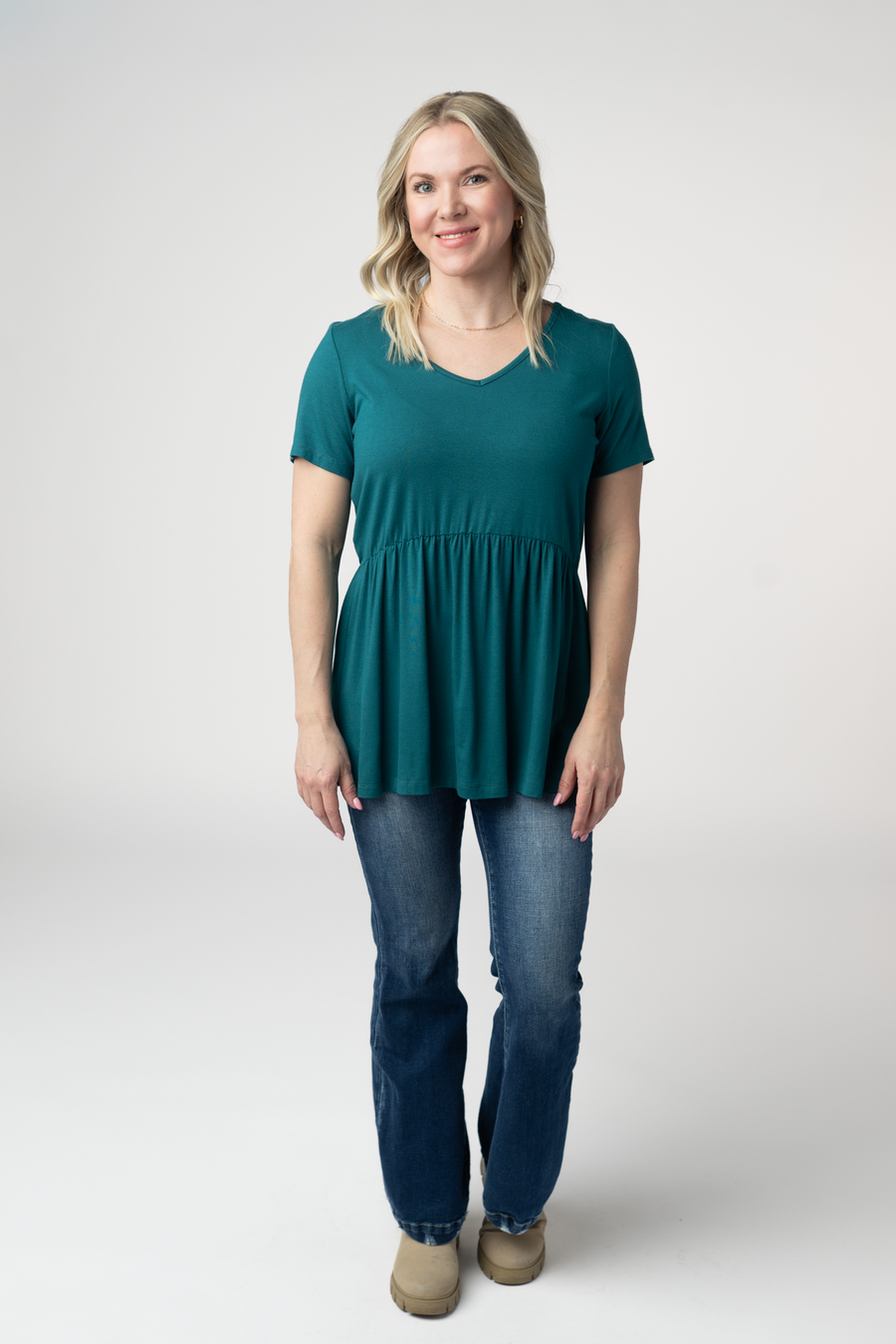 WAREHOUSE ONLY Sarah Ruffle Short Sleeve - Teal