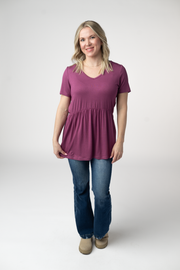 WAREHOUSE ONLY Sarah Ruffle Short Sleeve - Mulberry
