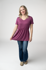 WAREHOUSE ONLY Sarah Ruffle Short Sleeve - Mulberry
