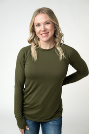 WAREHOUSE ONLY Blair Long Sleeve Top - Dark Olive