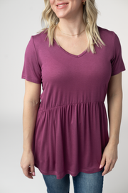 WAREHOUSE ONLY Sarah Ruffle Short Sleeve - Mulberry
