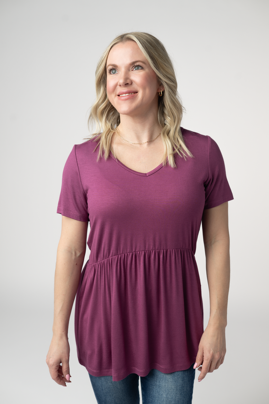 WAREHOUSE ONLY Sarah Ruffle Short Sleeve - Mulberry