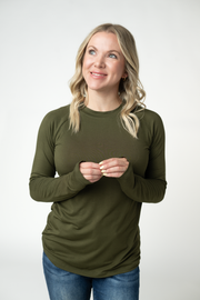 WAREHOUSE ONLY Blair Long Sleeve Top - Dark Olive