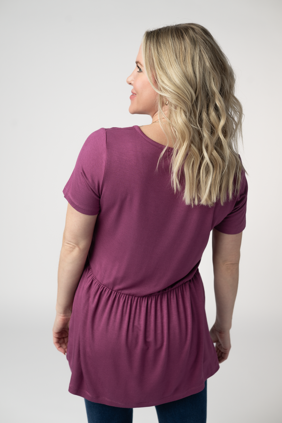WAREHOUSE ONLY Sarah Ruffle Short Sleeve - Mulberry