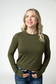 WAREHOUSE ONLY Blair Long Sleeve Top - Dark Olive