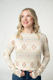 WAREHOUSE ONLY Blair Long Sleeve Top - Desert Geometric