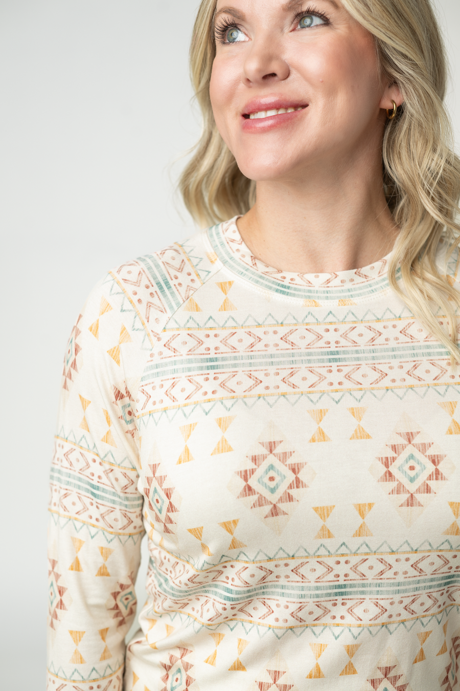 WAREHOUSE ONLY Blair Long Sleeve Top - Desert Geometric
